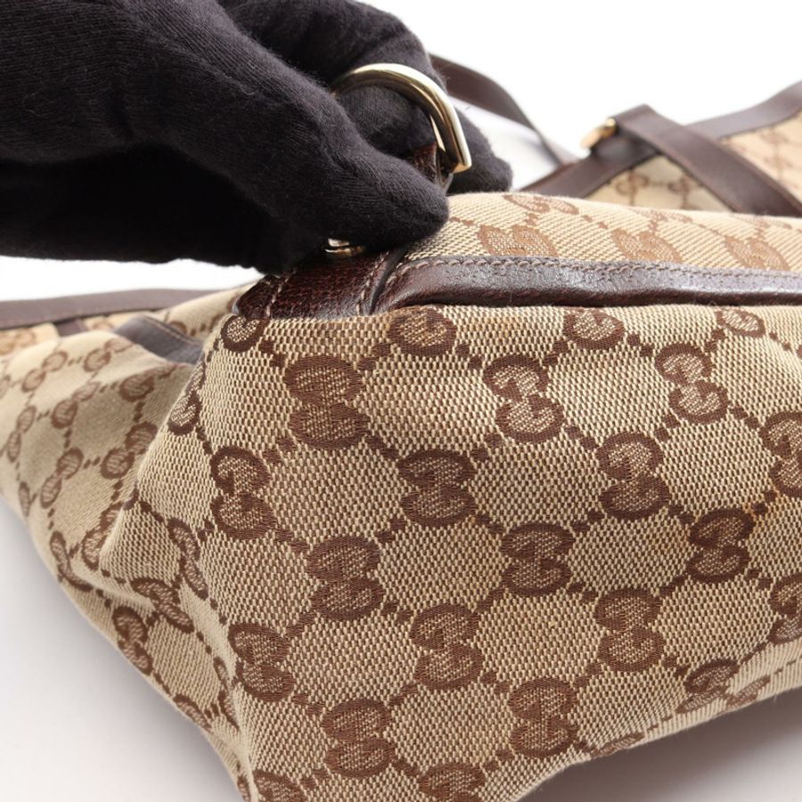 GUCCI Abbey GG帆布托特包 141472 帆布皮革 米色 棕色 二手 女士-7