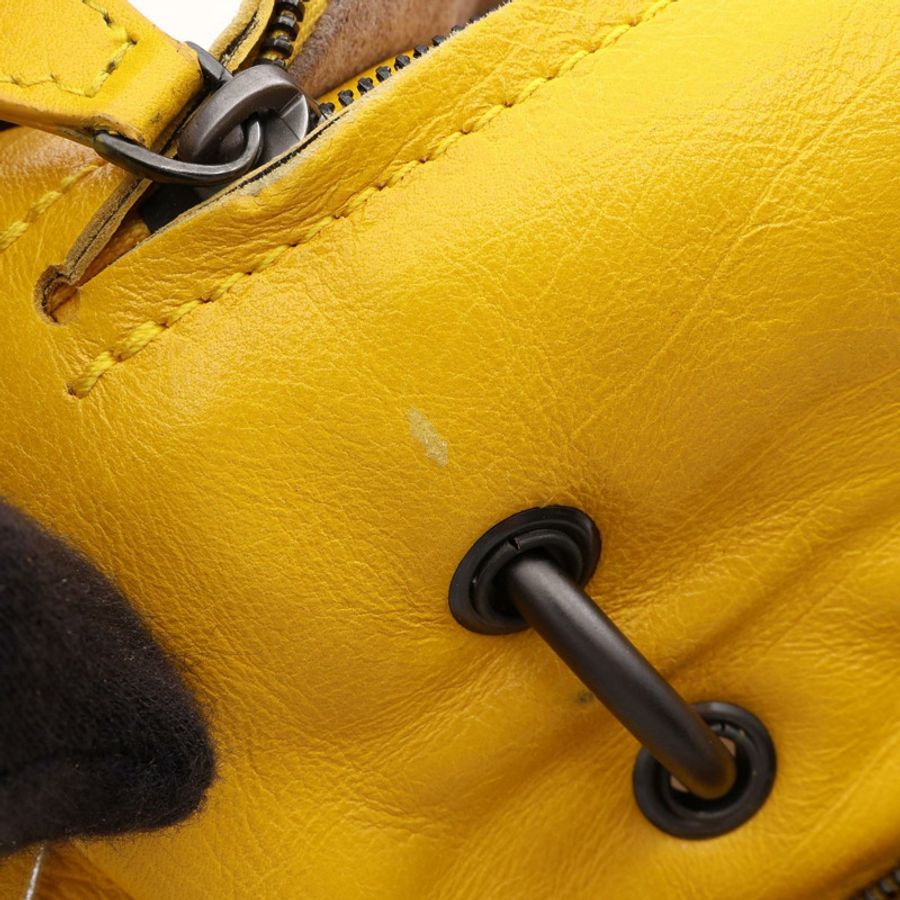 BOTTEGA VENETA 流蘇編織肩包手提包 皮革 黃色 米色 二手-8