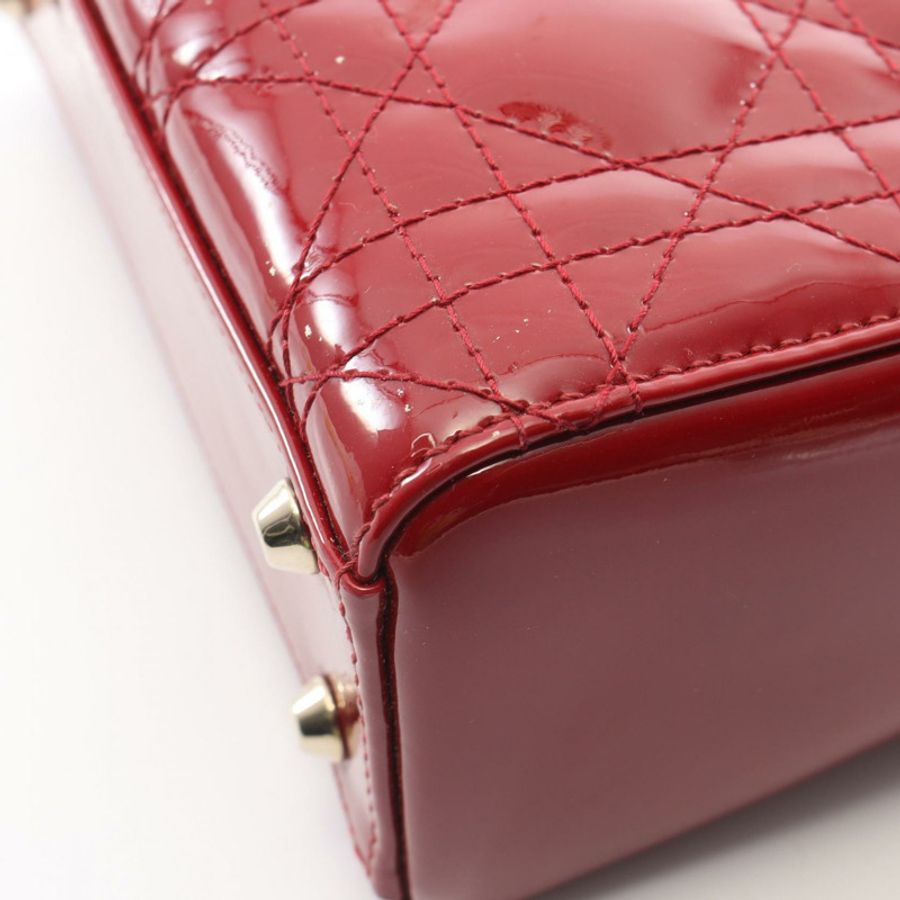 Christian Dior Lady Dior Mini Cannage 肩背斜背包,漆皮材質-5
