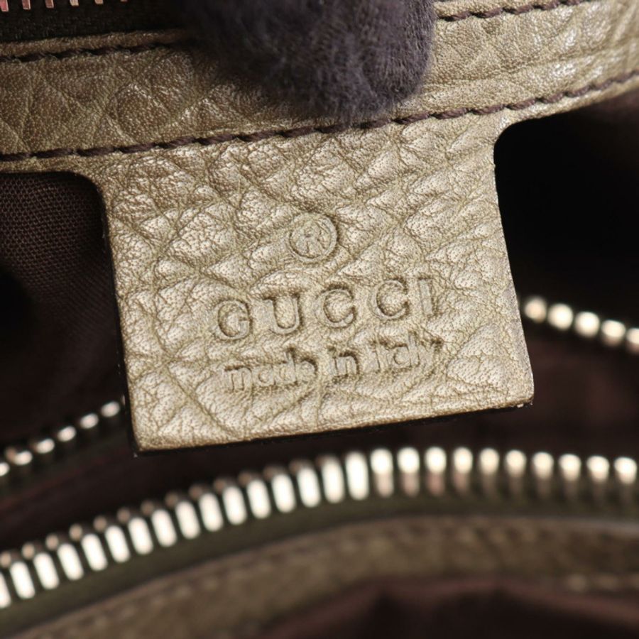 GUCCI 竹節 GG 帆布托特單肩包 232947 皮革 米色 卡其色 二手 女士-3