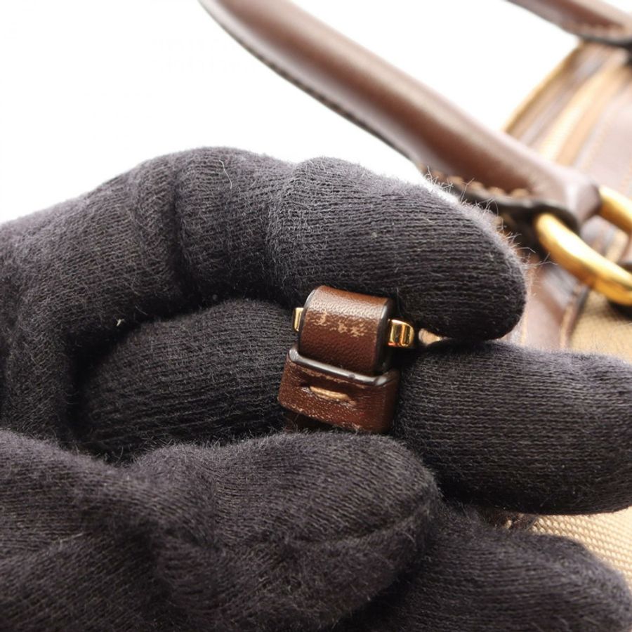 PRADA LOGO JACQUARD 肩挎斜背包 1BA111 帆布皮革 米棕色-11