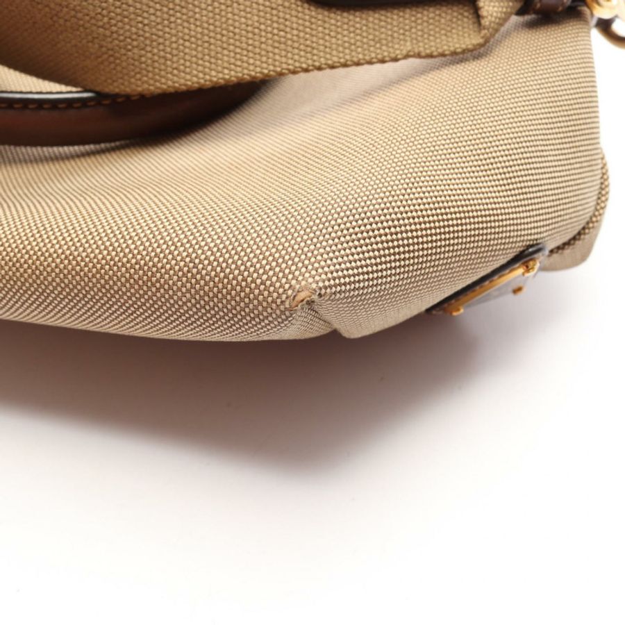 PRADA LOGO JACQUARD 肩挎斜背包 1BA111 帆布皮革 米棕色-16