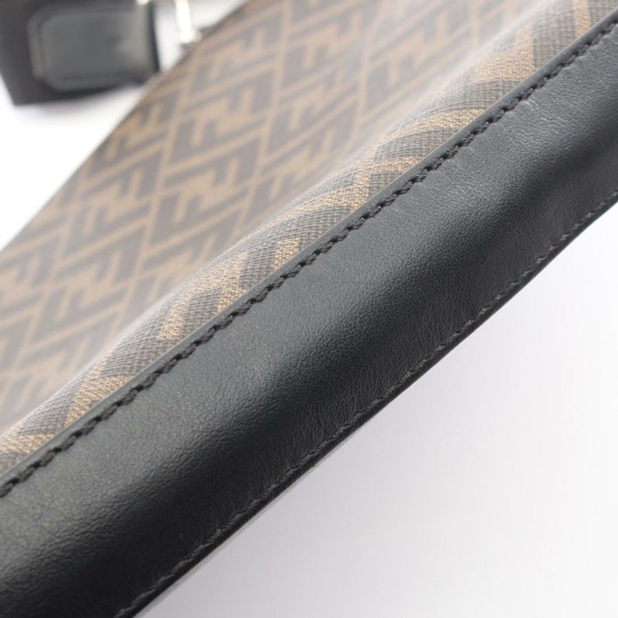 FENDI Zucca 肩斜背包 7VA470 PVC塗層帆布皮革 黑色 二手-8