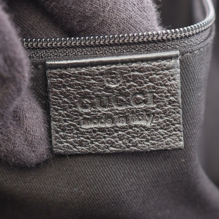 GUCCI Princy GG帆布雪莉線單肩包 162881 皮革海軍藍黑色二手-3