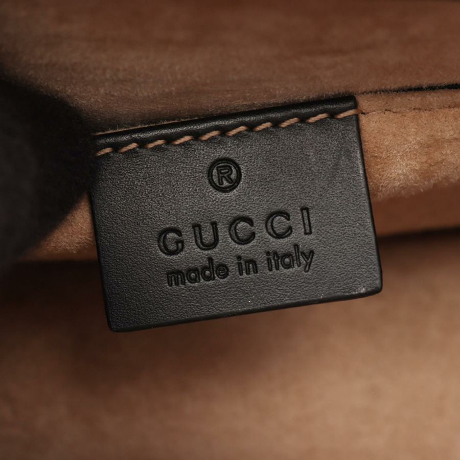 GUCCI Sylvie Webline 鏈條斜背包 431666 皮革 黑色 紅色 二手-3