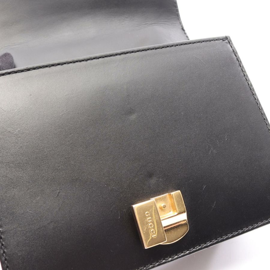 GUCCI Sylvie Webline 鏈條斜背包 431666 皮革 黑色 紅色 二手-6