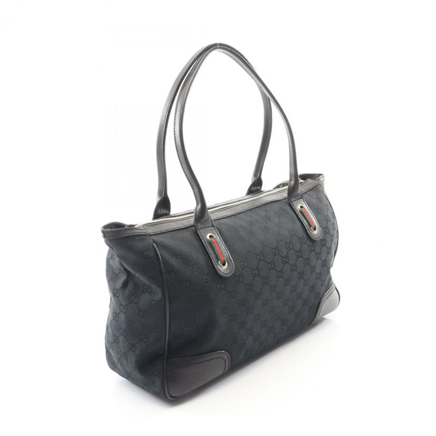GUCCI Princess GG帆布Sherry系列手提包177052,黑色,二手女款-1