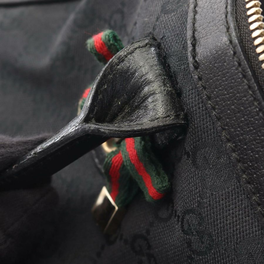 GUCCI Princess GG帆布Sherry系列手提包177052,黑色,二手女款-11