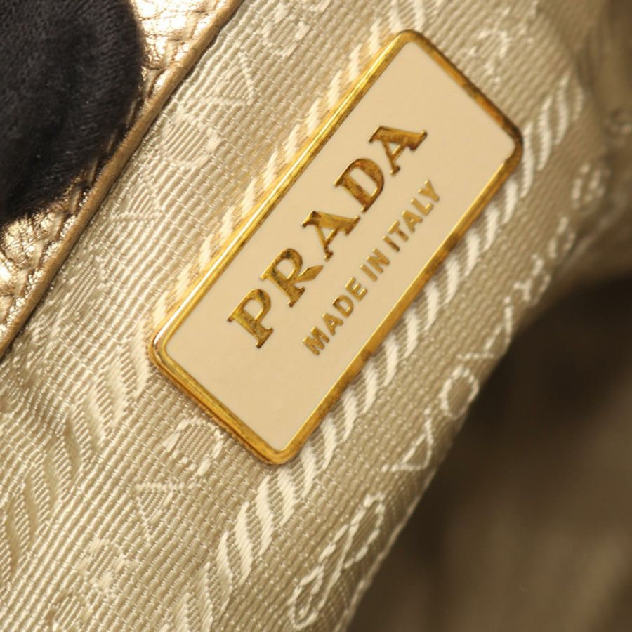 PRADA VIT.DAINO 單肩包 BR3871 皮革 金色 二手 女士-3