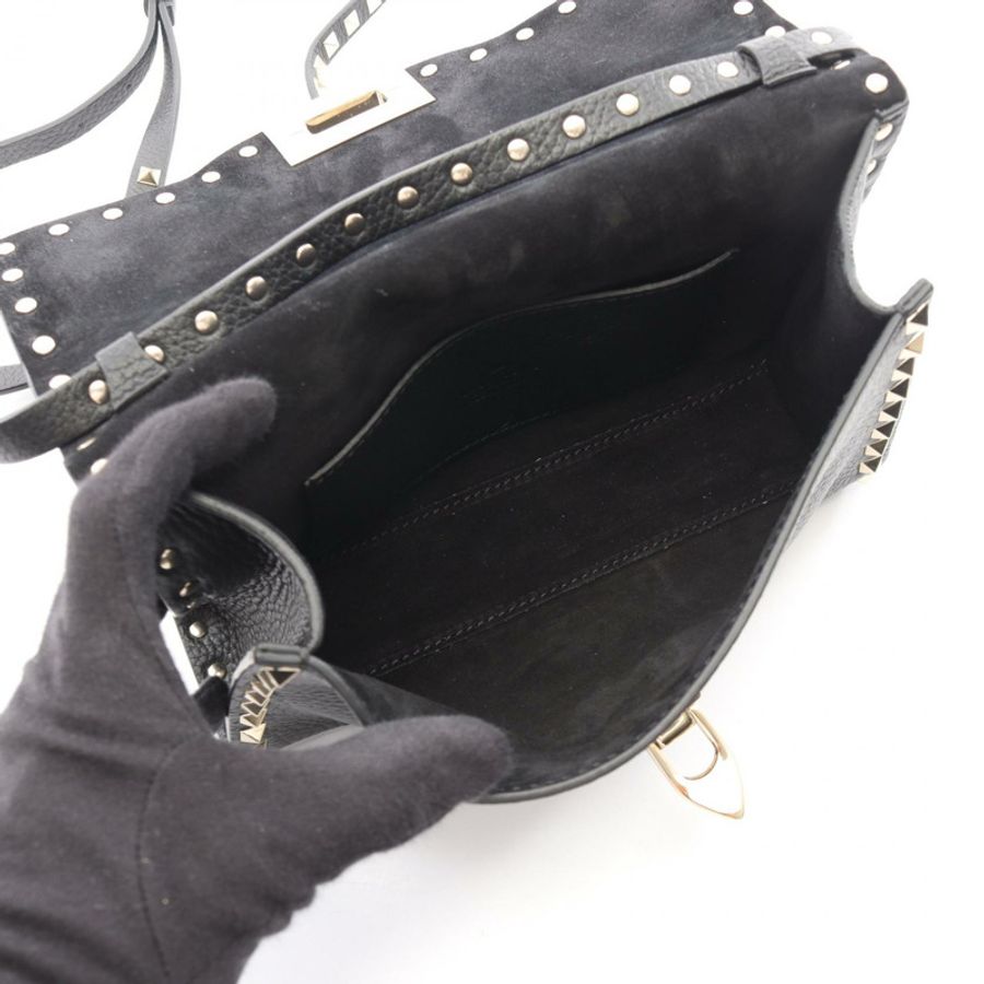 Valentino Garavani Rockstud 小號肩背包 7W2B0181VSF_0NO 黑色皮革二手女款-2