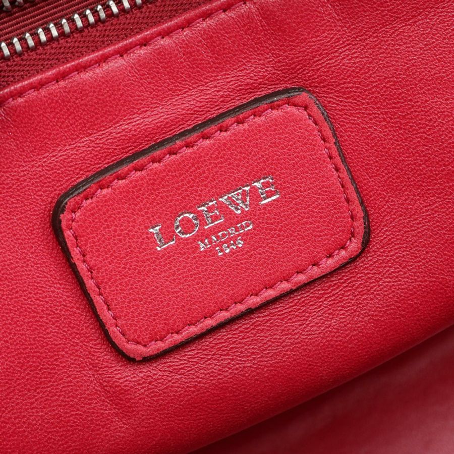 LOEWE Amazona 36 手提包 皮革 紅色 二手 女士-3