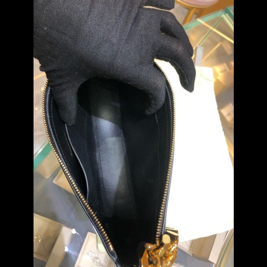 BURBERRY巴寶莉奧林匹克腋下鏈條包,金色鏈條,黑色皮革 成色9新-2