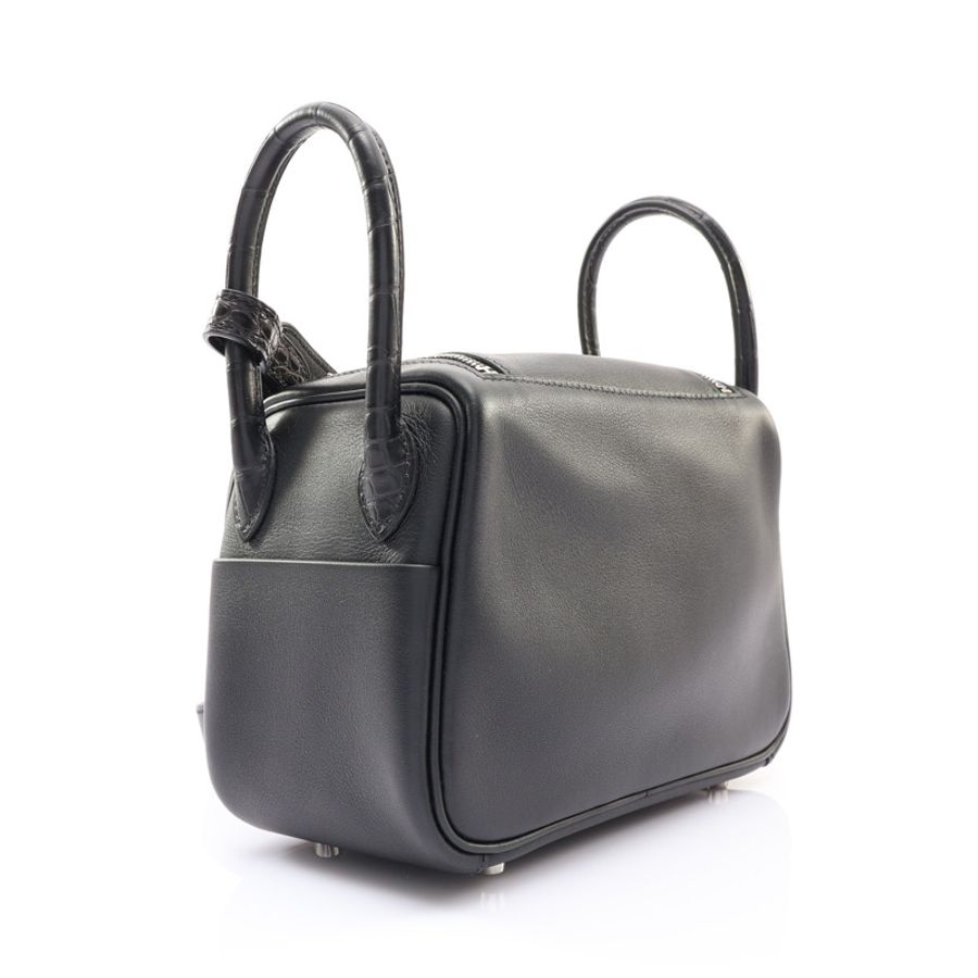HERMES 愛馬仕 Mini Lindy Touch Swift牛皮 Alligator鱷魚皮 琳蒂包 黑色 銀扣 Y刻 肩背包-1