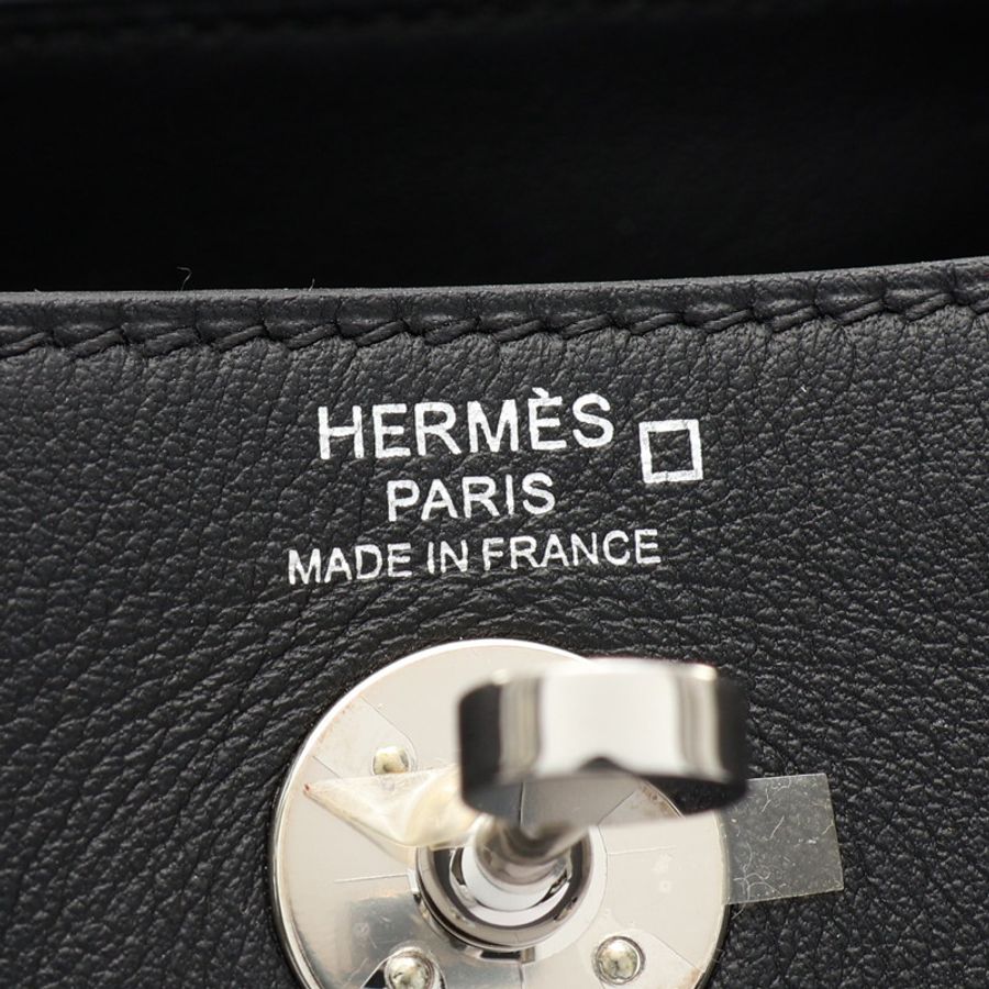 HERMES 愛馬仕 Mini Lindy Touch Swift牛皮 Alligator鱷魚皮 琳蒂包 黑色 銀扣 Y刻 肩背包-4
