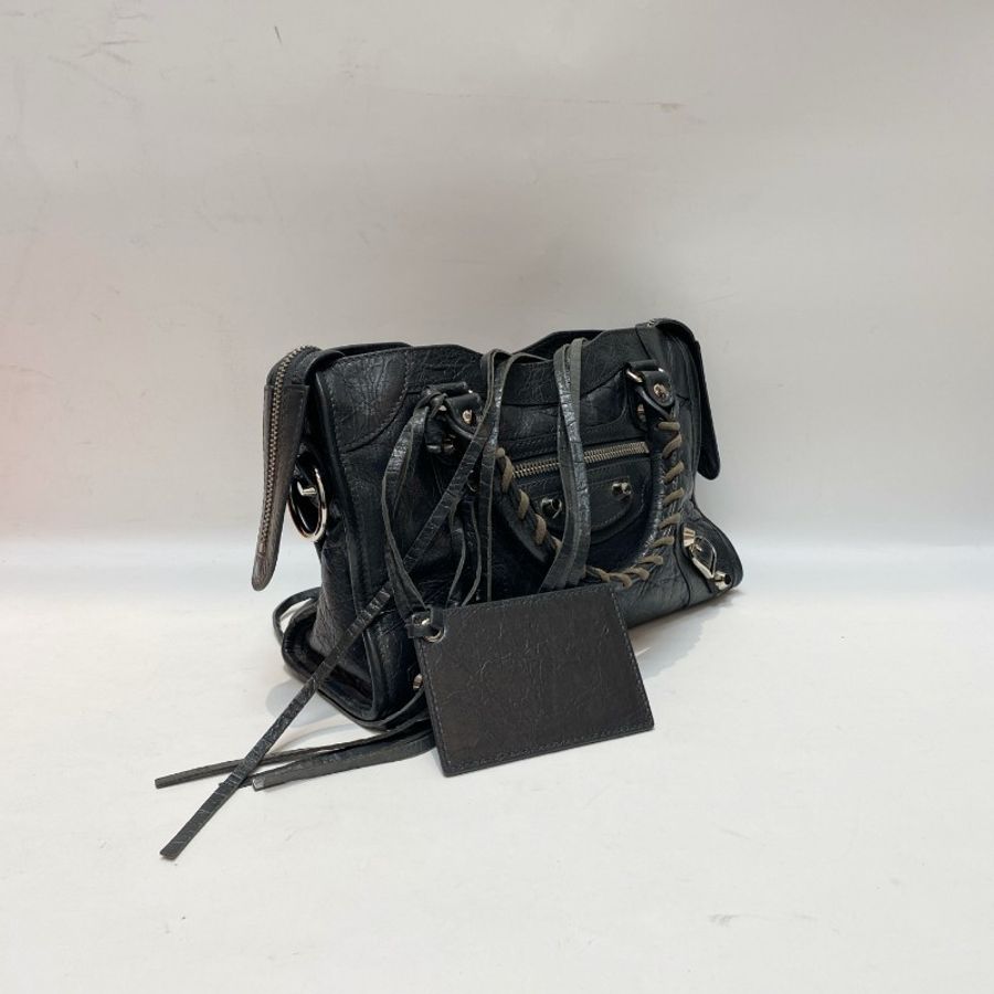 BALENCIAGA巴黎世家CITY灰色mini机车包23×15×8-3