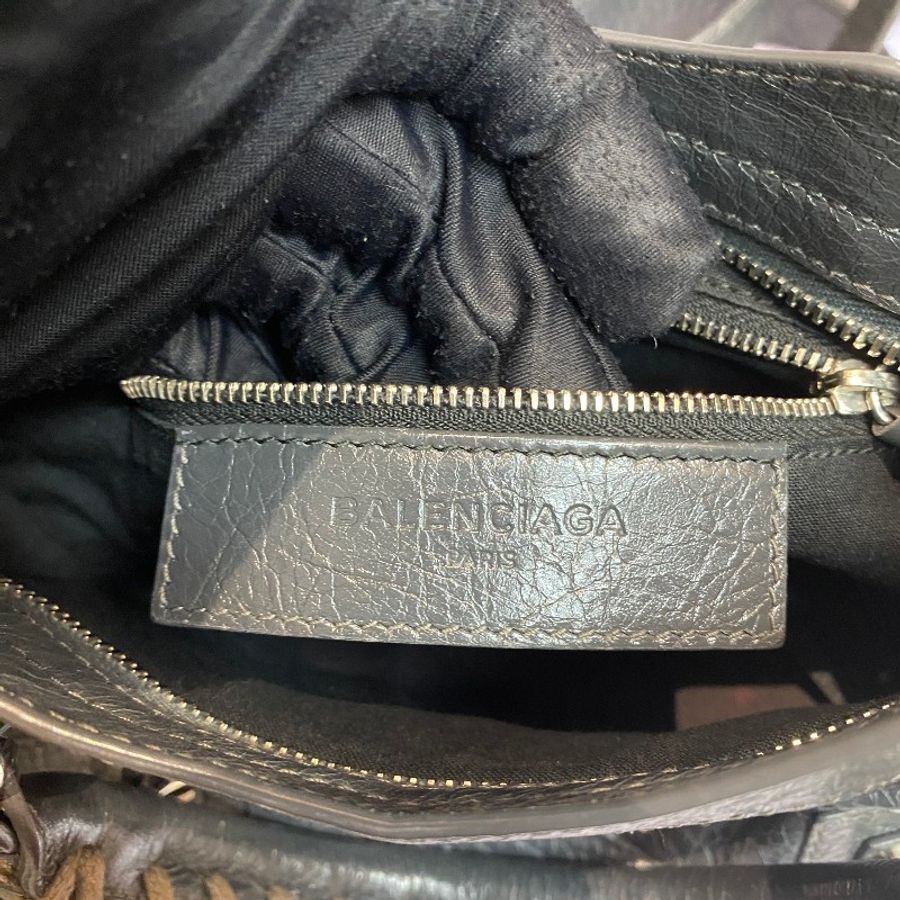 BALENCIAGA巴黎世家CITY灰色mini机车包23×15×8-15