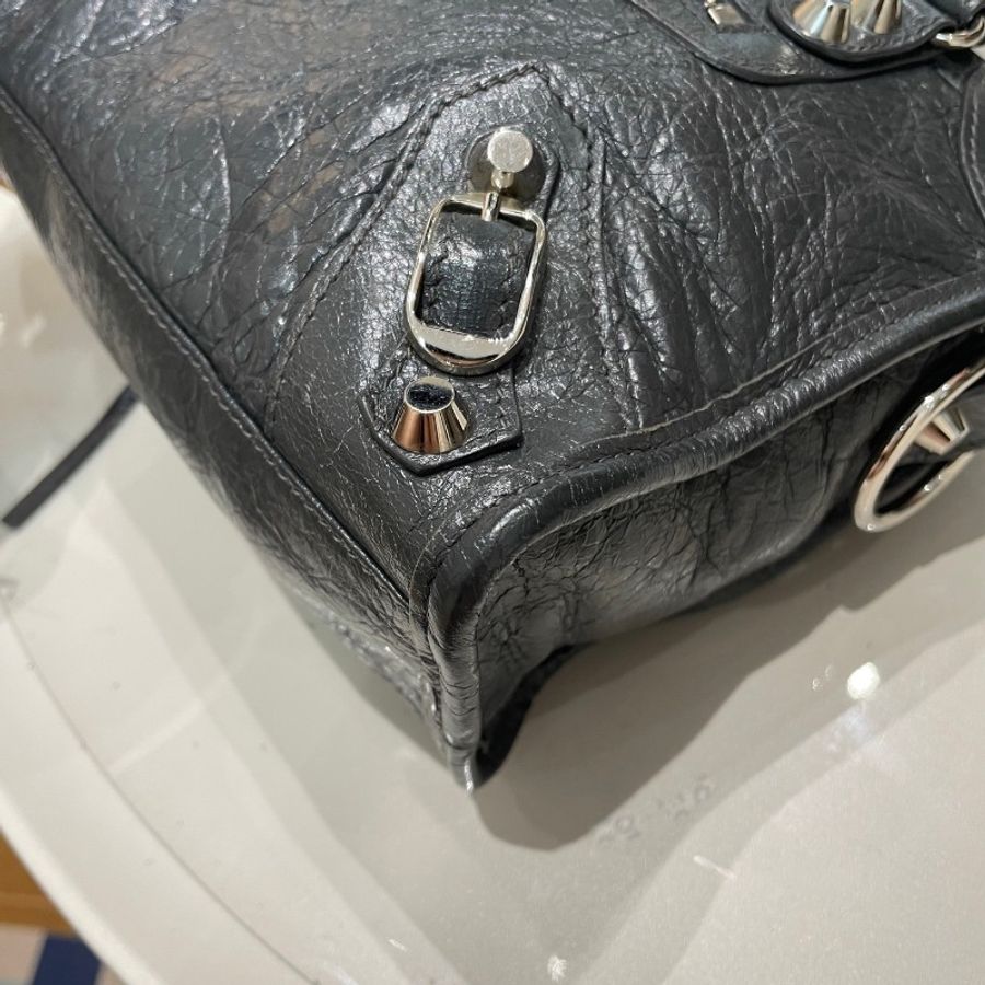 BALENCIAGA巴黎世家CITY灰色mini机车包23×15×8-19