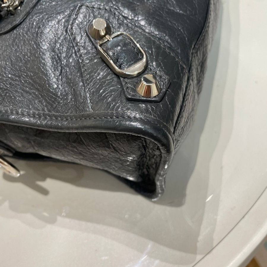 BALENCIAGA巴黎世家CITY灰色mini机车包23×15×8-20
