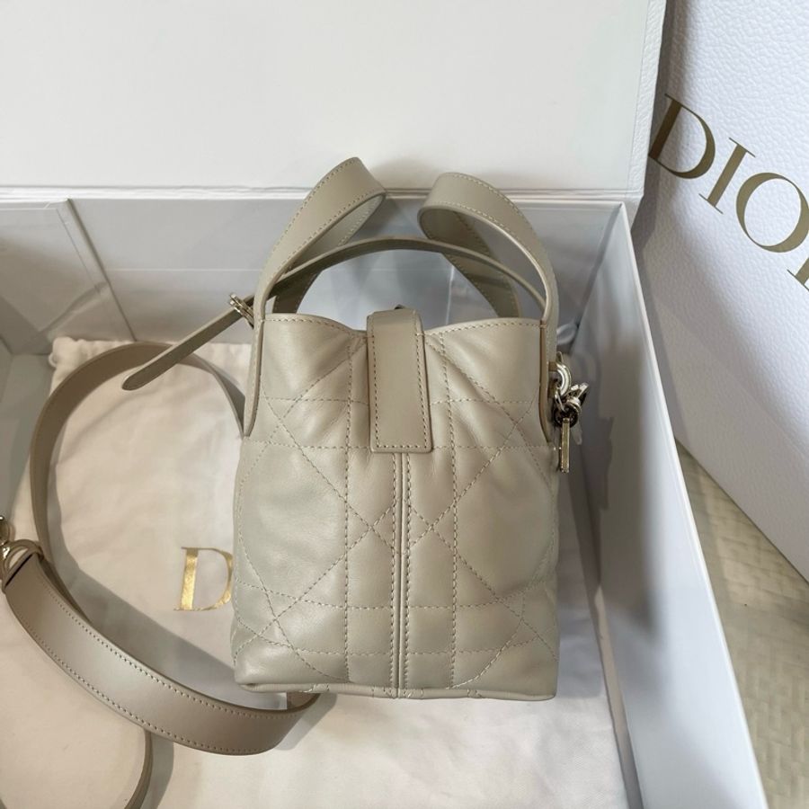 迪奧/Dior Toujours 土著mini竪版手袋手提包斜挎包 胭脂米色 底長13cm-3