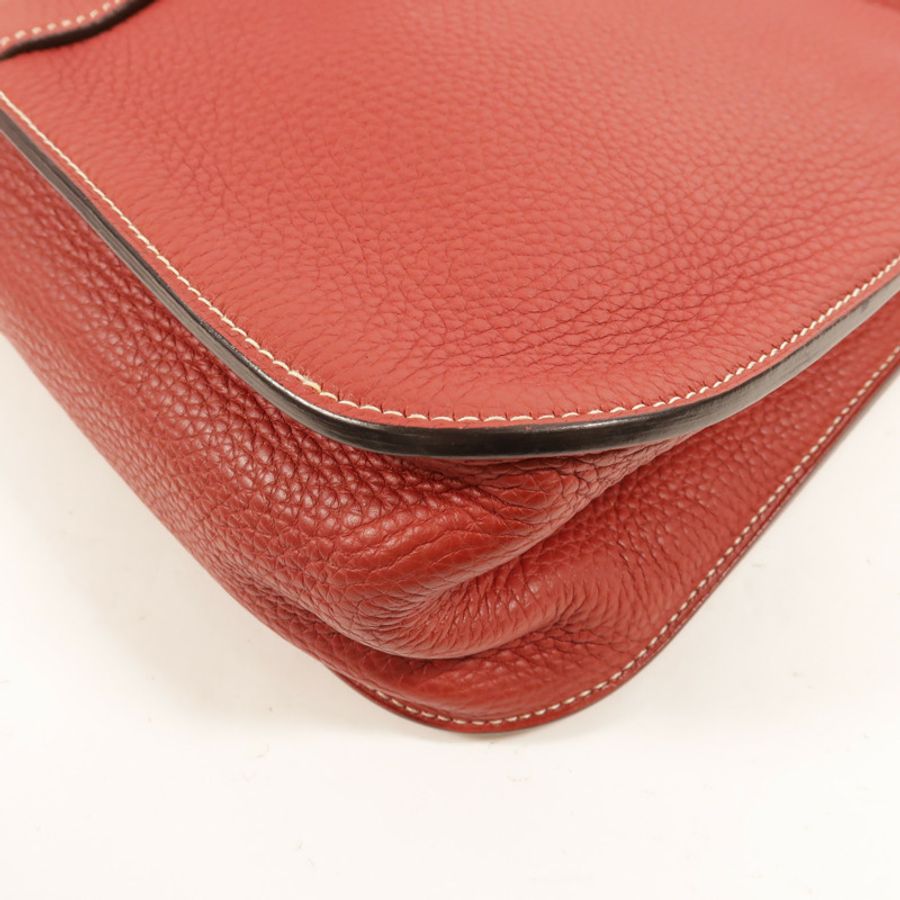 HERMES Clemence皮革Halzan 31手挽肩背兩用袋Rouge Grenat-13