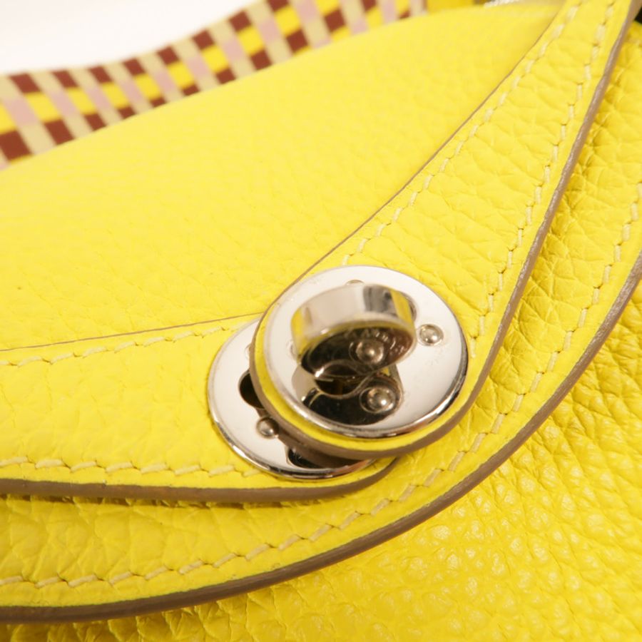HERMES Clemence皮革Mini Lindy金扣手挽肩背兩用袋Lime-6