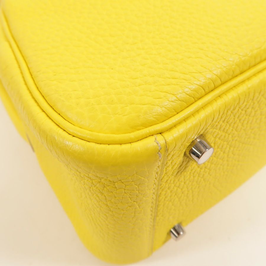 HERMES Clemence皮革Mini Lindy金扣手挽肩背兩用袋Lime-10
