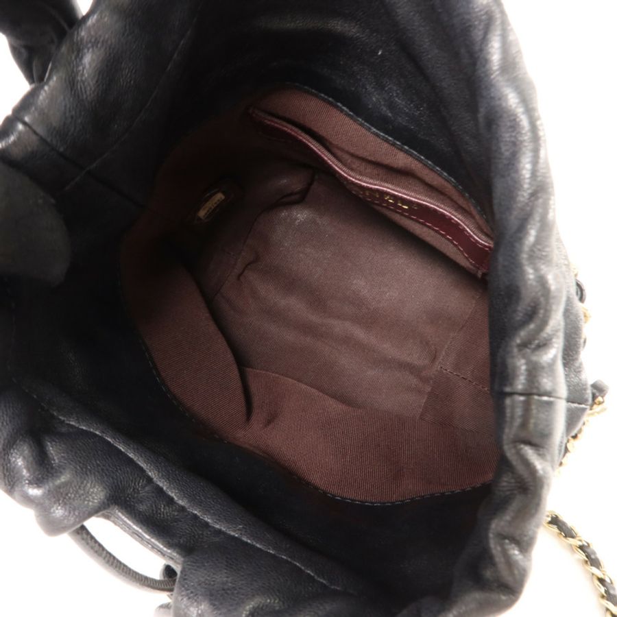 CHANEL 羊皮皮革Drawstring Chain Shoulder鏈帶肩背袋-4