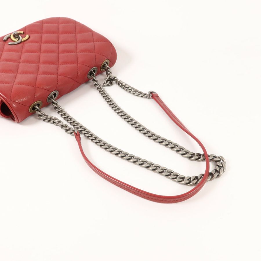 CHANEL 牛皮皮革Chain Shoulder鏈帶肩背袋-9