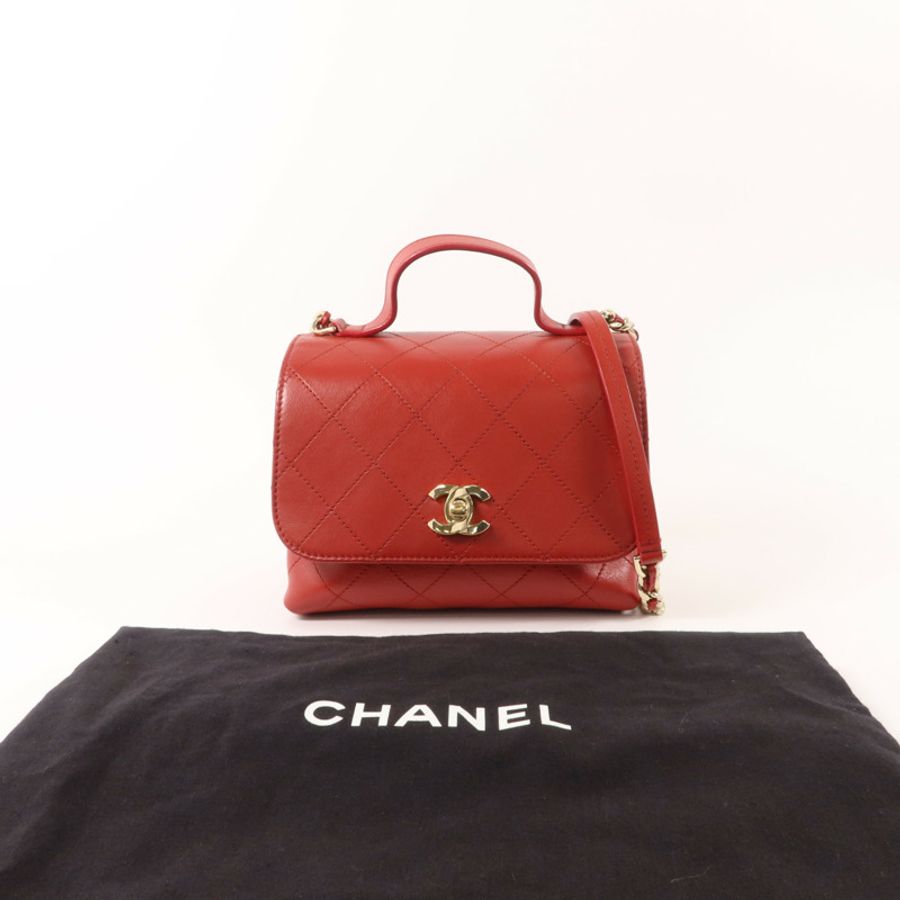 CHANEL 牛皮皮革Double Pocket Top Handle手挽肩背兩用袋-8