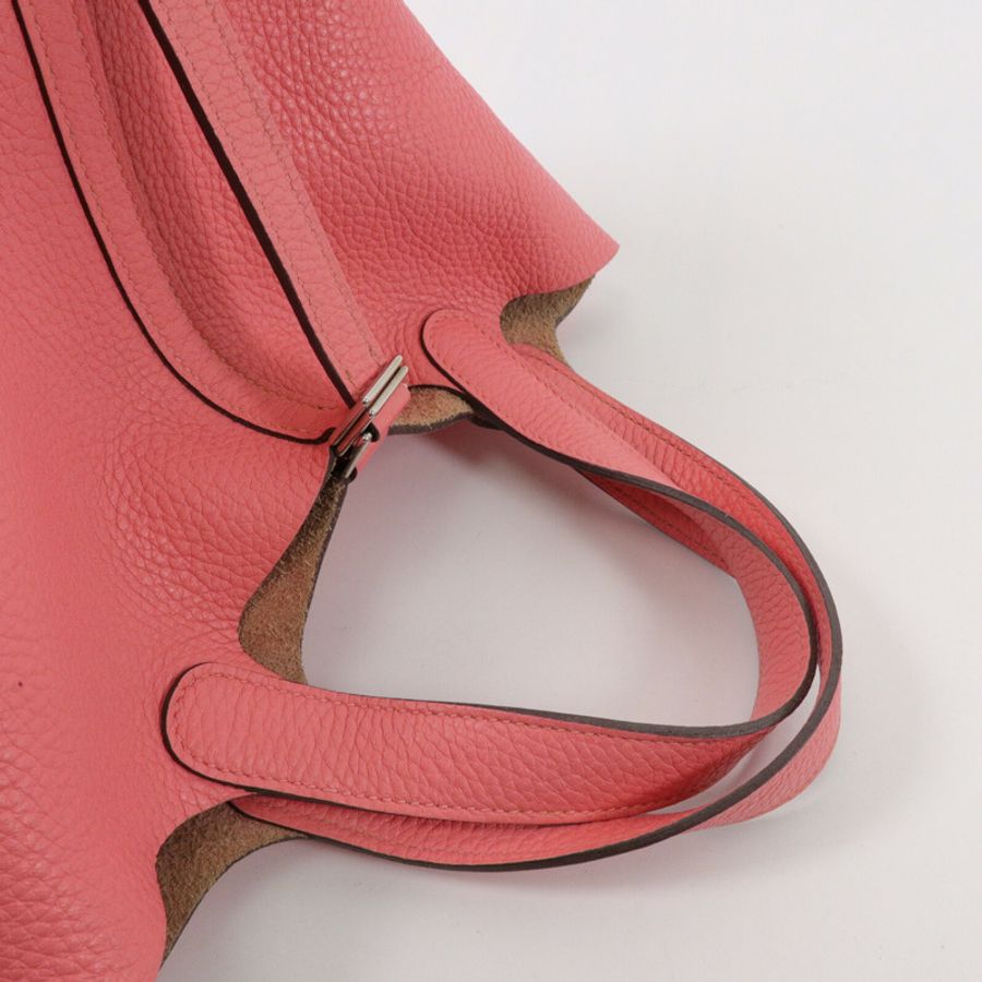 HERMES Clemence皮革Picotin PM手挽袋Rose Azalee-8