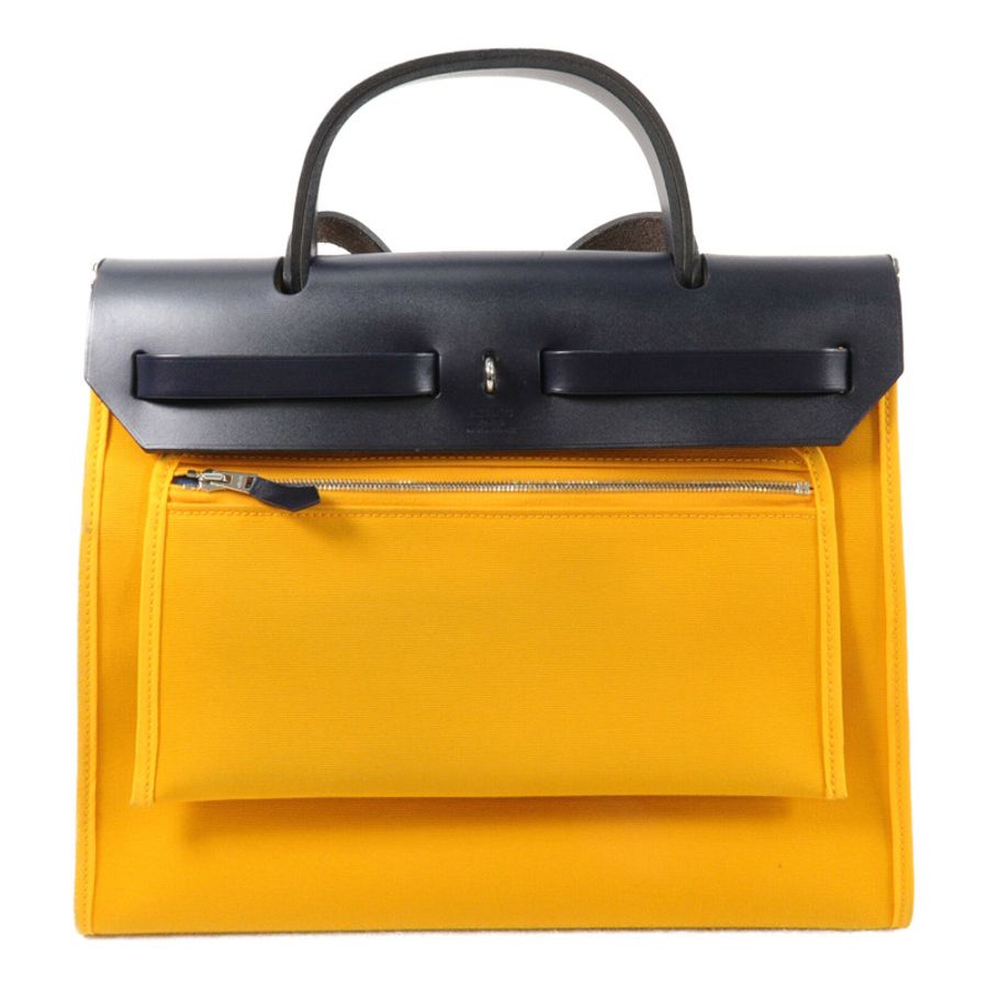 HERMES 帆布Herbag PM手挽肩背兩用袋Jaune D'Or-1