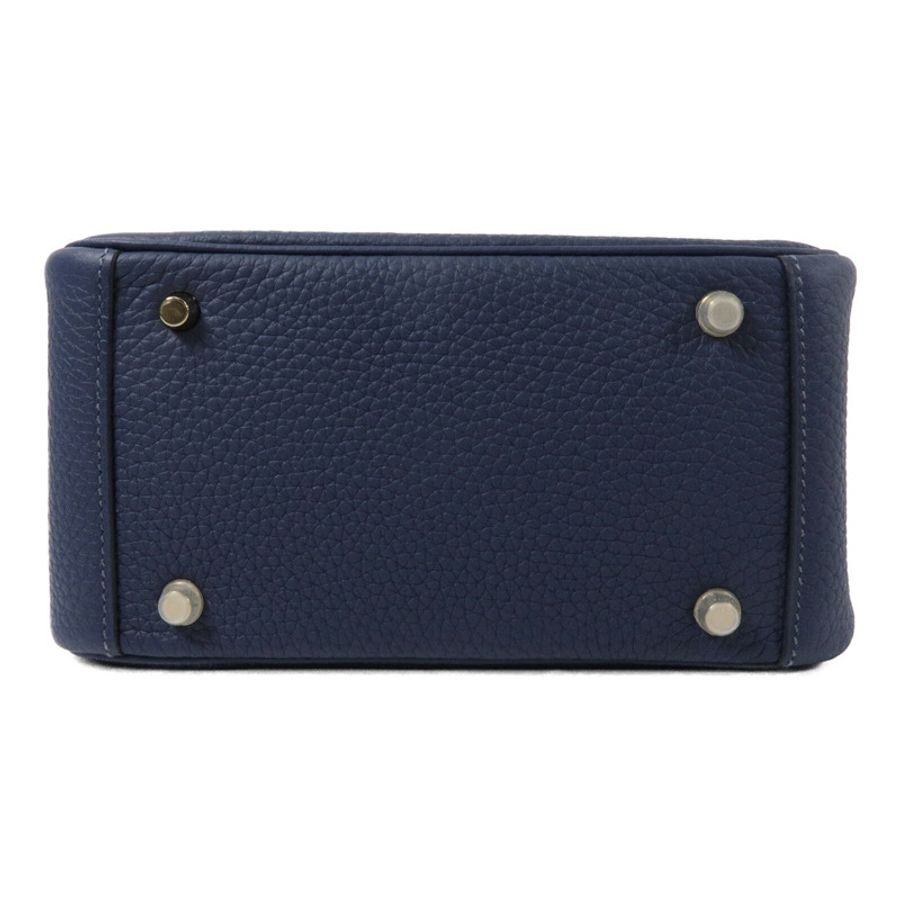 HERMES Clemence皮革Mini Lindy手挽肩背兩用袋Blue De Prusse-3