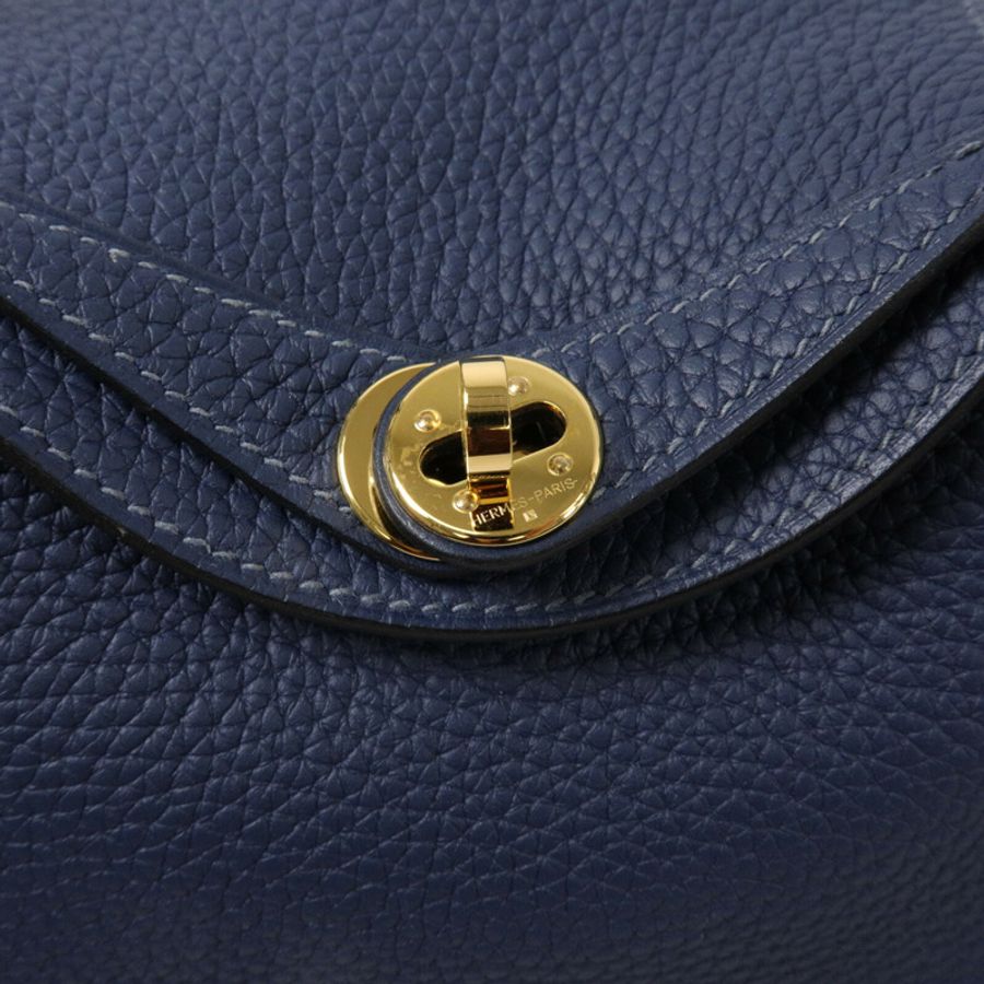 HERMES Clemence皮革Mini Lindy手挽肩背兩用袋Blue De Prusse-6