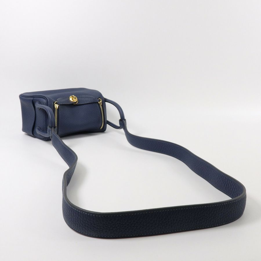 HERMES Clemence皮革Mini Lindy手挽肩背兩用袋Blue De Prusse-8