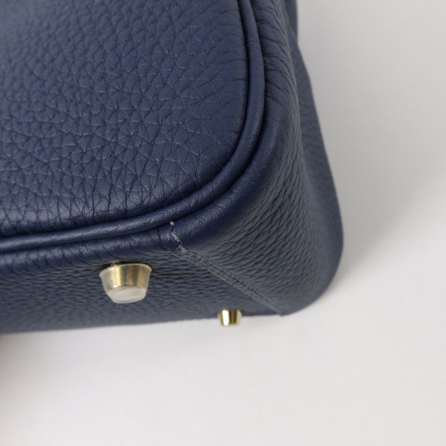 HERMES Clemence皮革Mini Lindy手挽肩背兩用袋Blue De Prusse-13