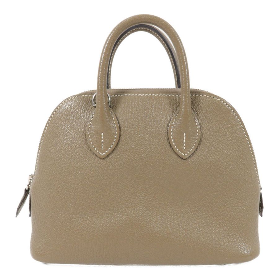 HERMES Chevre皮革Mini Bolide手挽肩背兩用袋Etoupe-1