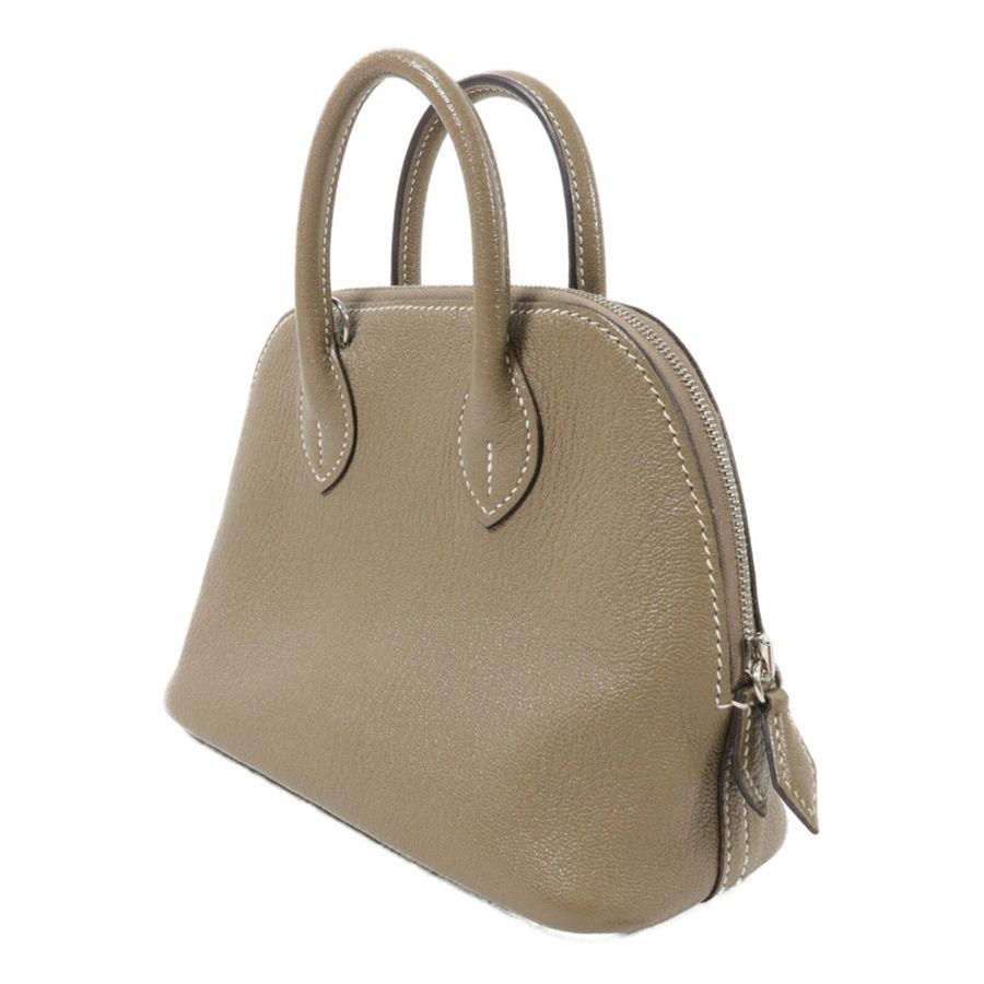 HERMES Chevre皮革Mini Bolide手挽肩背兩用袋Etoupe-2