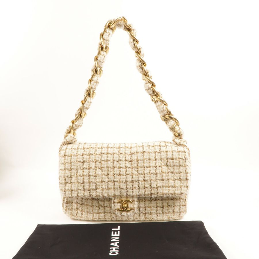 CHANEL Tweed Flap Bag肩背袋-9