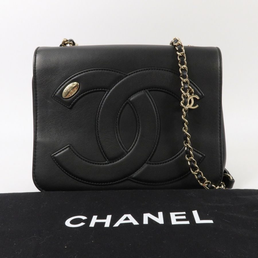 CHANEL 羊皮皮革Mania Flap鏈帶肩背袋-9