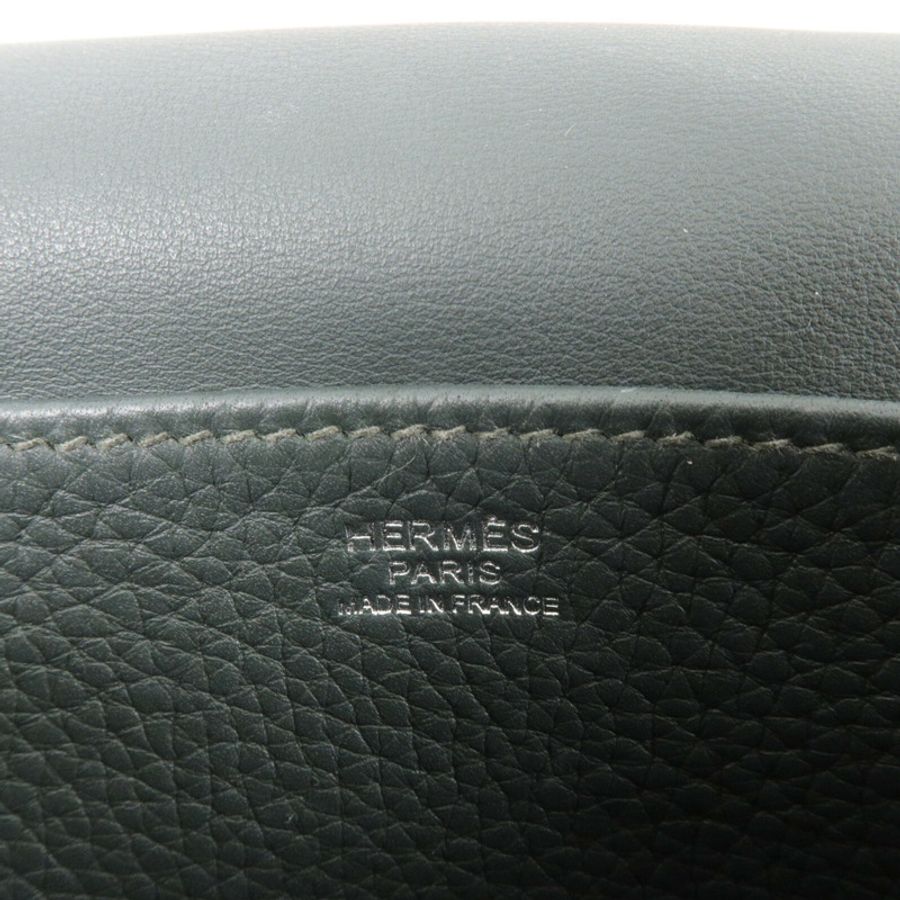 HERMES Clemence皮革Halzan 25手挽肩背兩用袋Vert Cypres-5