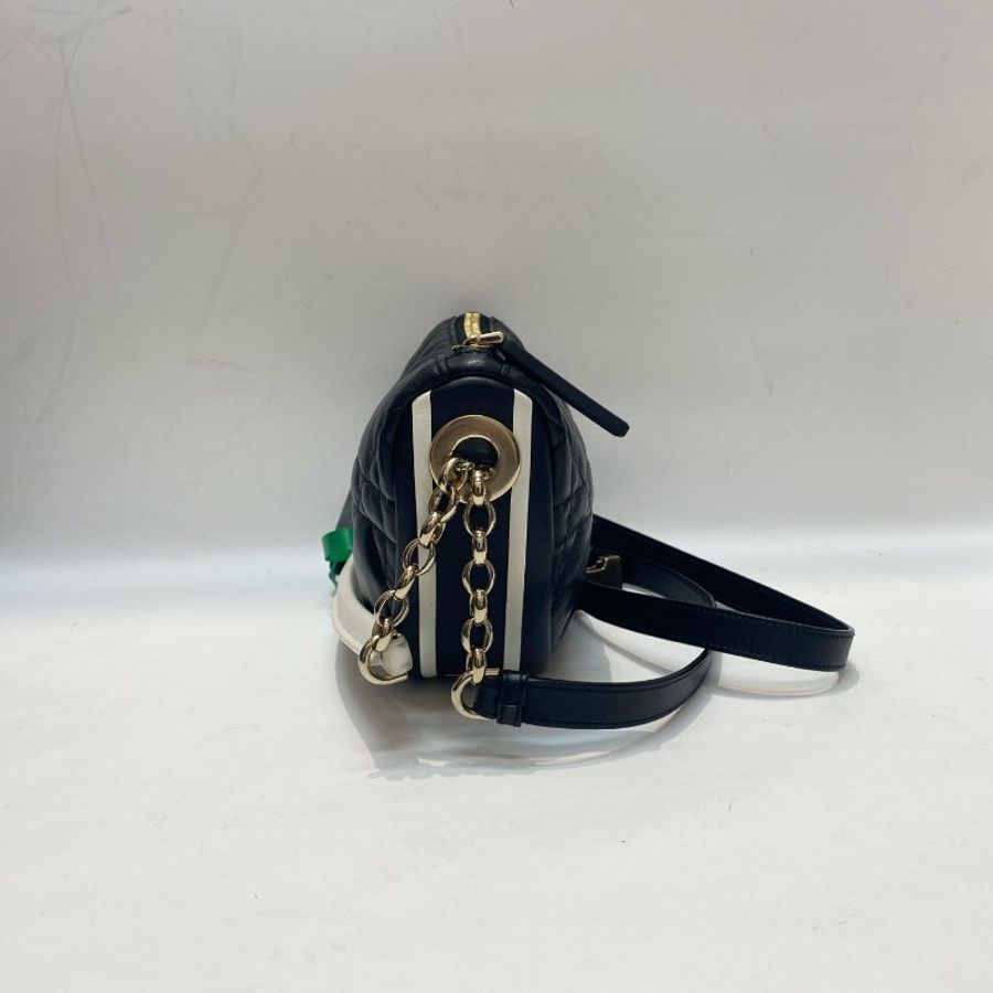 DIOR迪奥Vibe系列黑白拼色藤格纹小号半月包22.5*15*5-4