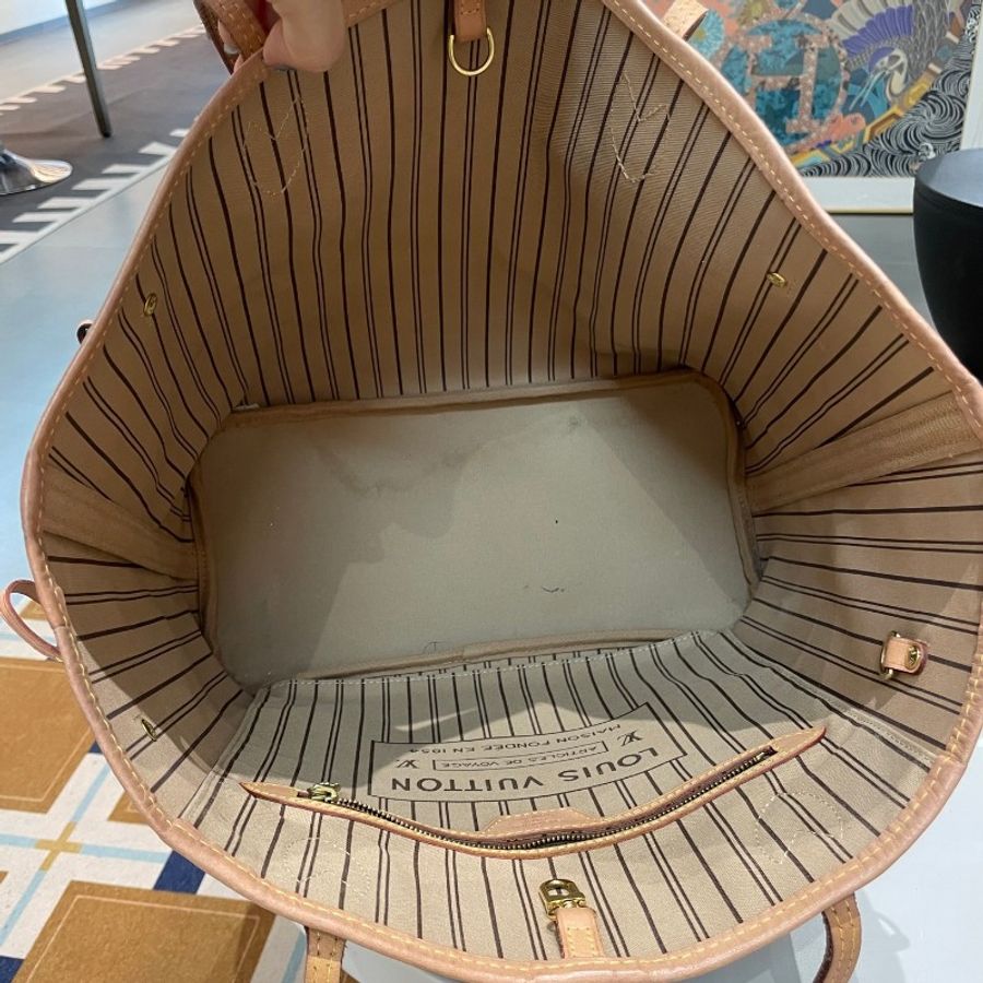 LV路易威登Neverfull老花中号米色内里托特包购物袋31×28×16-31
