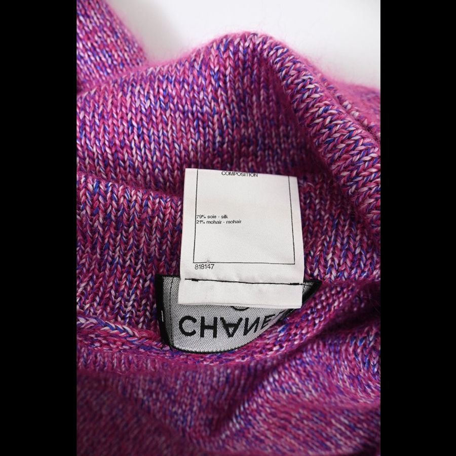 Chanel 15年秋冬餐厅系列小酒馆秀款紫色真丝高领七分袖连衣裙-8
