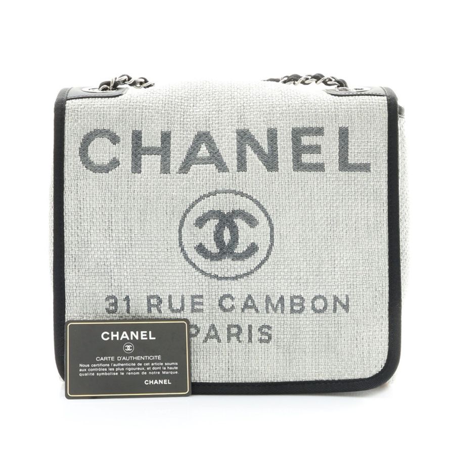 CHANEL 香奈兒 Deauville 肩背包 灰色 帆布 銀釦 A93183 A93183-6