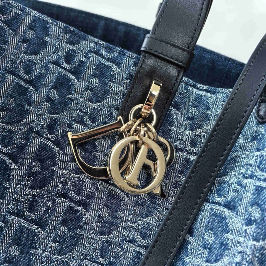 Dior 迪奧 Toujours 大號 老花 漸變藍托特包子母包購物袋-6
