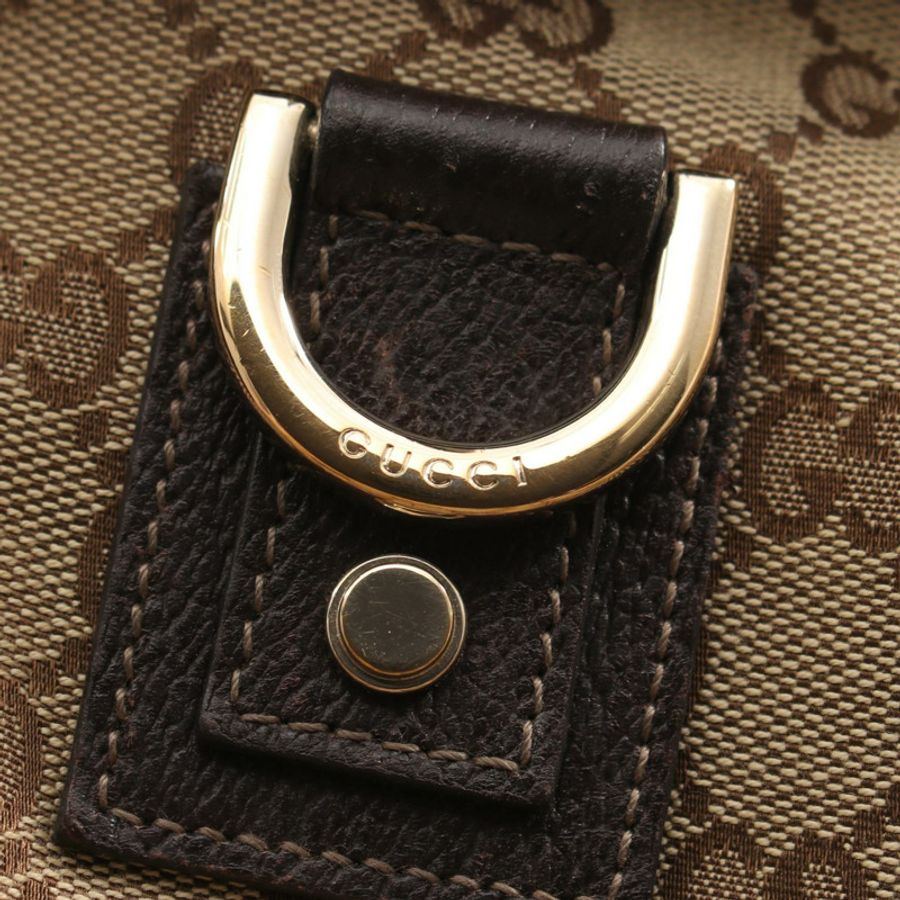 GUCCI Abbey GG帆布單肩包 131326 帆布皮革 米色棕色 二手 女士-6