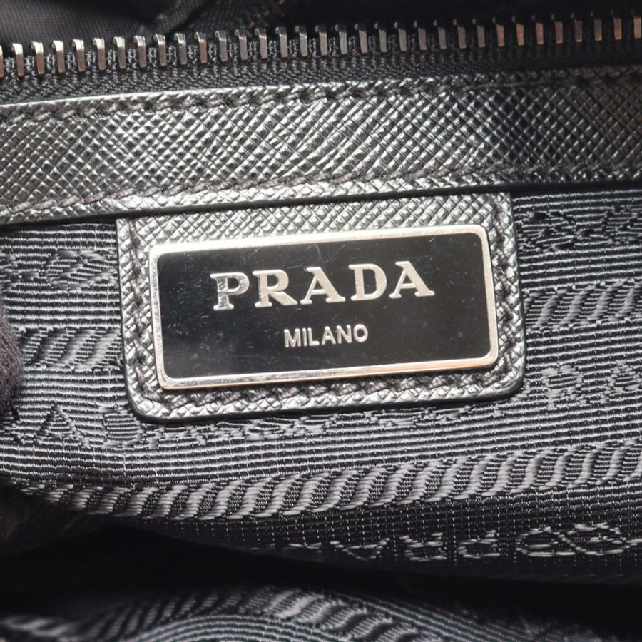 PRADA TESSUTO + SAFFI 肩背包 2VH053 尼龍 Saffiano 皮革 黑色 二手 男女通用-3