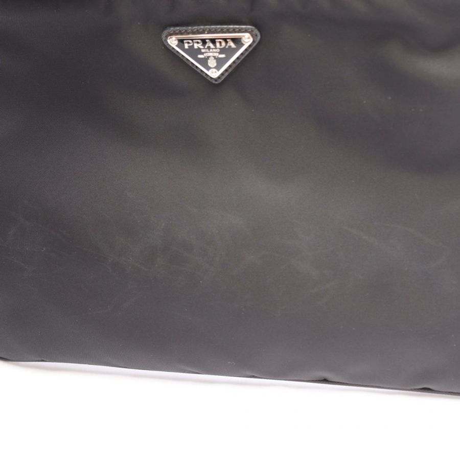 PRADA TESSUTO + SAFFI 肩背包 2VH053 尼龍 Saffiano 皮革 黑色 二手 男女通用-4