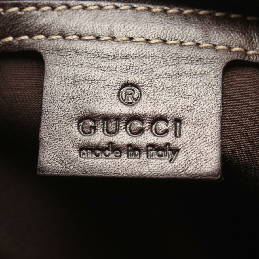 GUCCI GG帆布托特單肩包 145993 帆布皮革 米色棕色 二手 女士-3