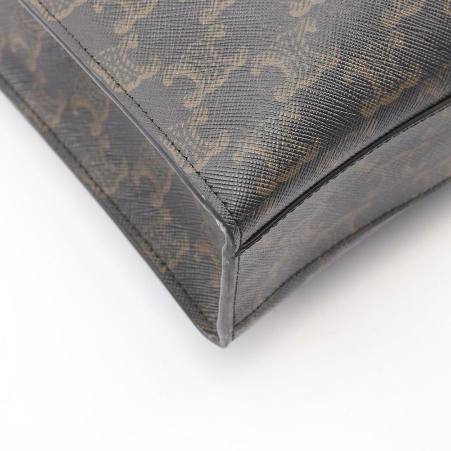CELINE 小號筆電 Cabas Triomphe 2WAY 手袋 191542 帆布皮革 黑色-4